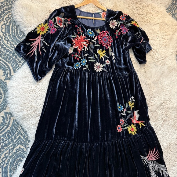 Johnny Was Tiarei Velvet Regan Dress large floral embroidered - Picture 15 of 17
